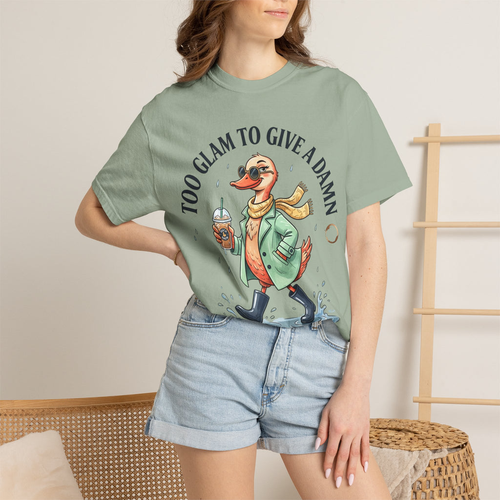 Duck Graphic T-Shirt — "Too Glam to Give a Damn" | No Ducks Given Back Print