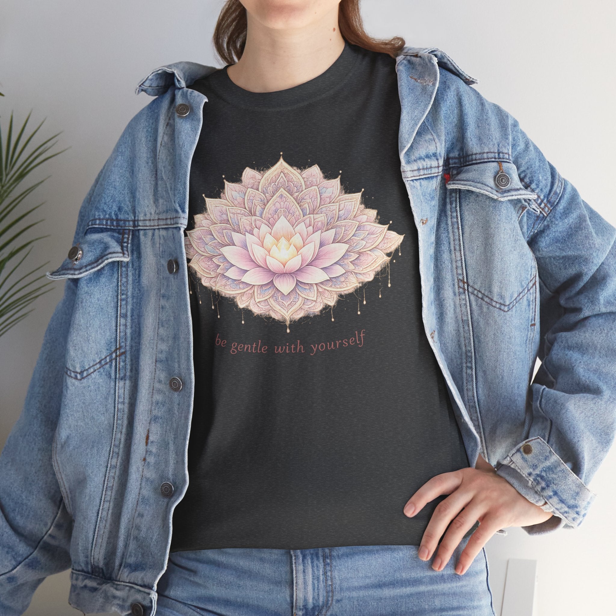 Lotus Floral Tee — "Be Gentle With Yourself" Inspirational Graphic T-Shirt