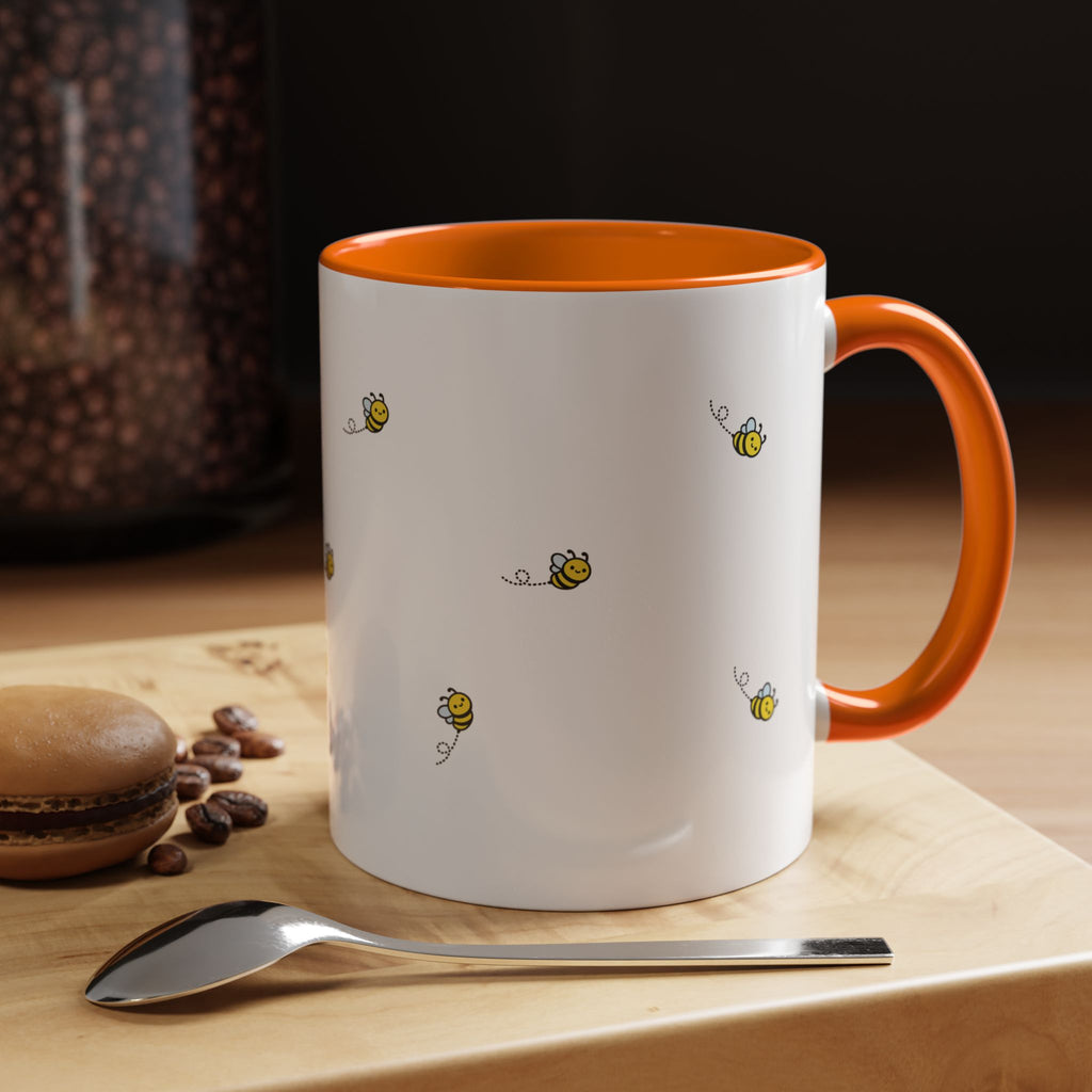 Bee Kind... Bee Pattern Accent Coffee Mug — Cute Bumblebee Dotted 11/15oz Tea Cup