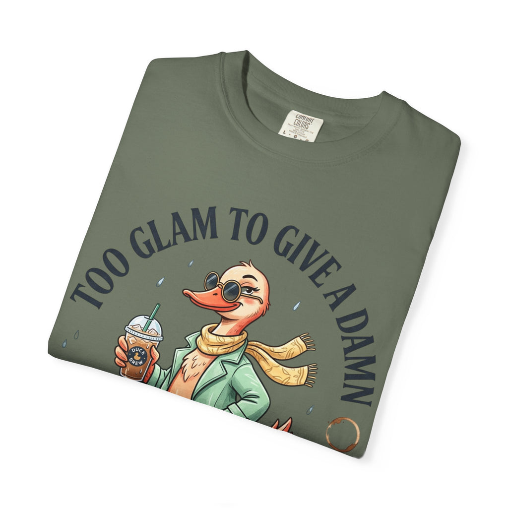 Duck Graphic T-Shirt — "Too Glam to Give a Damn" | No Ducks Given Back Print