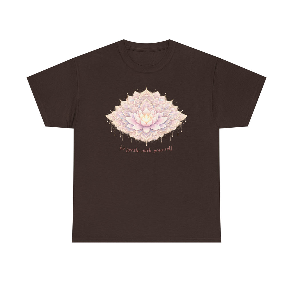 Lotus Floral Tee — "Be Gentle With Yourself" Inspirational Graphic T-Shirt