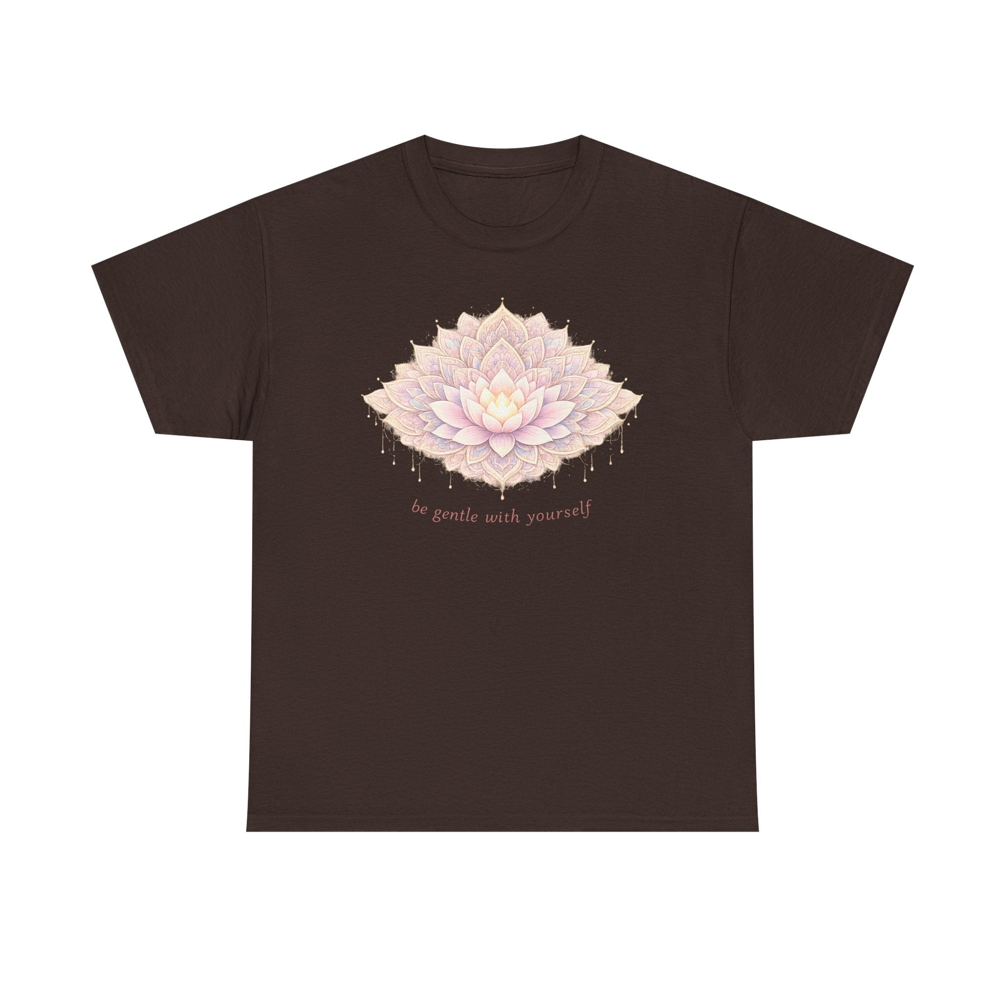 Lotus Floral Tee — "Be Gentle With Yourself" Inspirational Graphic T-Shirt