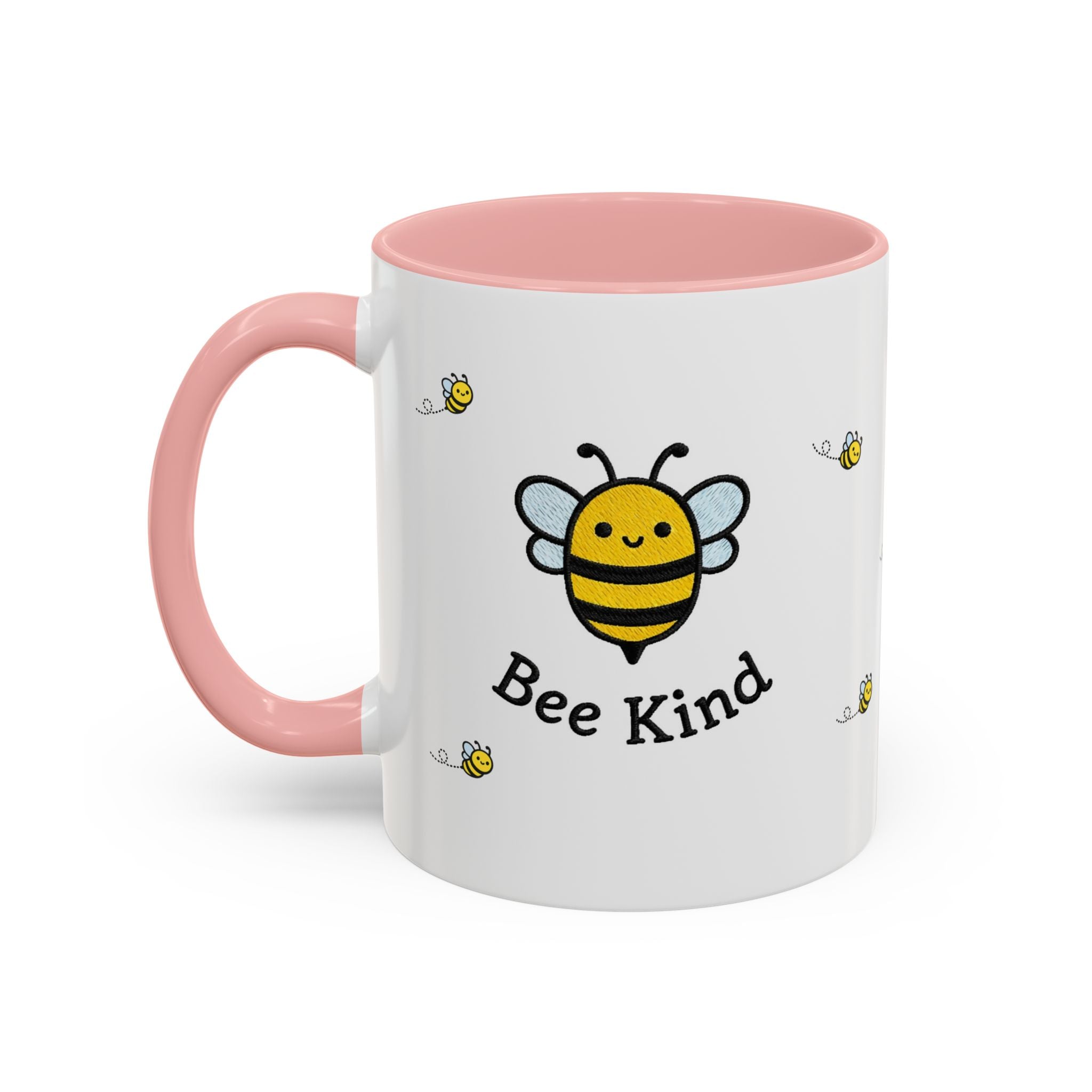 Bee Kind... Bee Pattern Accent Coffee Mug — Cute Bumblebee Dotted 11/15oz Tea Cup