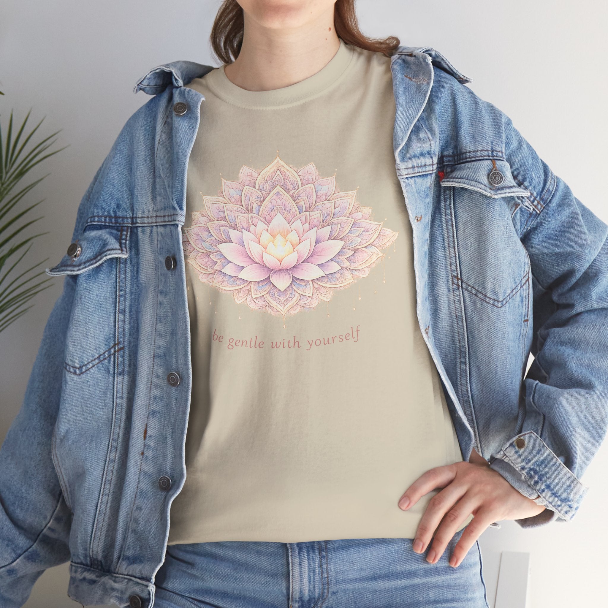 Lotus Floral Tee — "Be Gentle With Yourself" Inspirational Graphic T-Shirt
