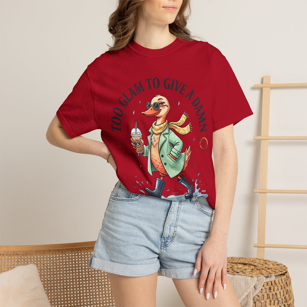 Duck Graphic T-Shirt — "Too Glam to Give a Damn" | No Ducks Given Back Print