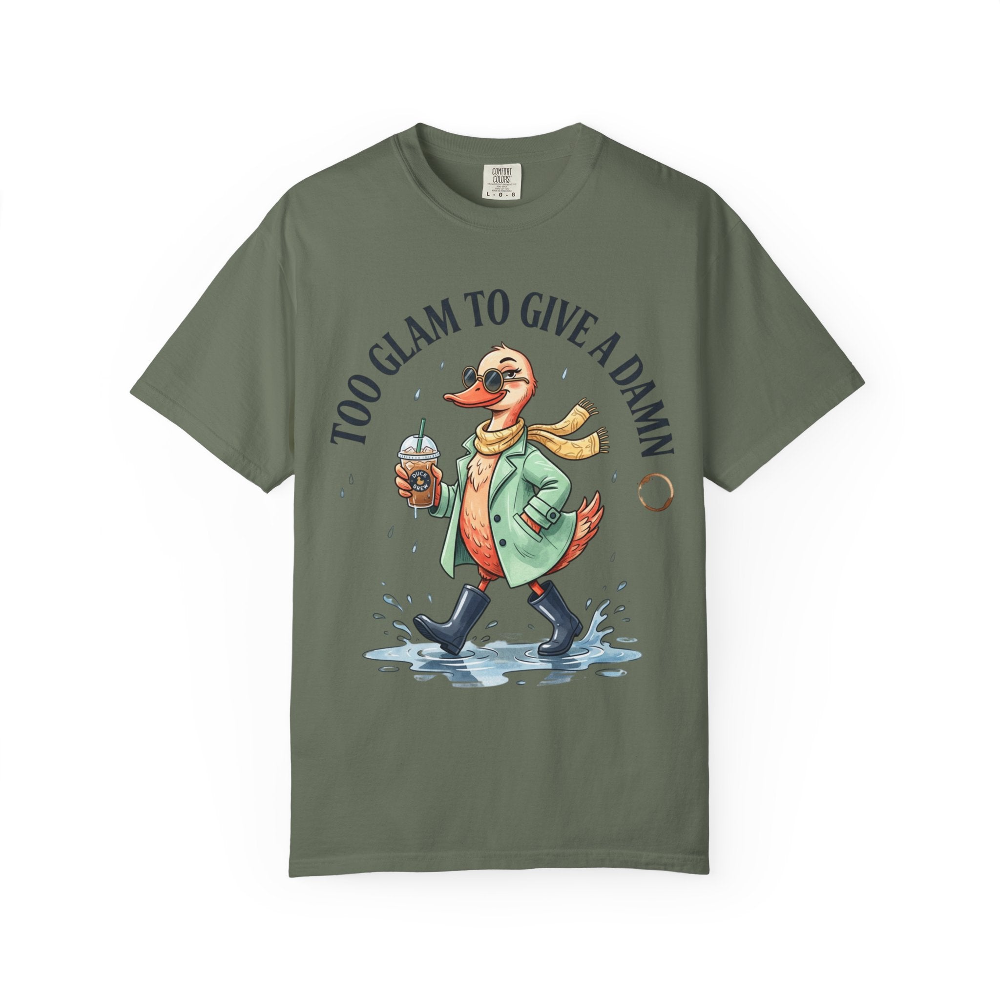 Duck Graphic T-Shirt — "Too Glam to Give a Damn" | No Ducks Given Back Print