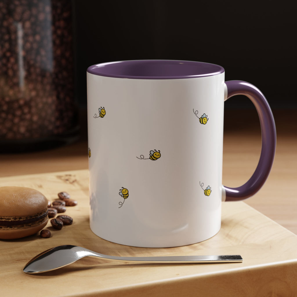 Bee Kind... Bee Pattern Accent Coffee Mug — Cute Bumblebee Dotted 11/15oz Tea Cup