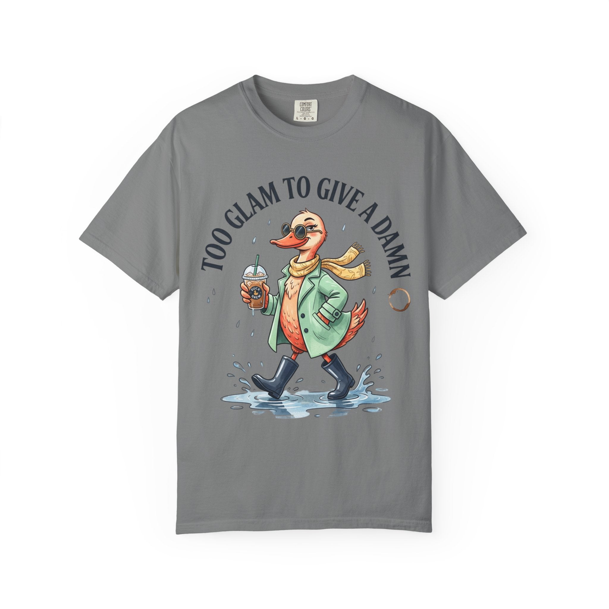 Duck Graphic T-Shirt — "Too Glam to Give a Damn" | No Ducks Given Back Print