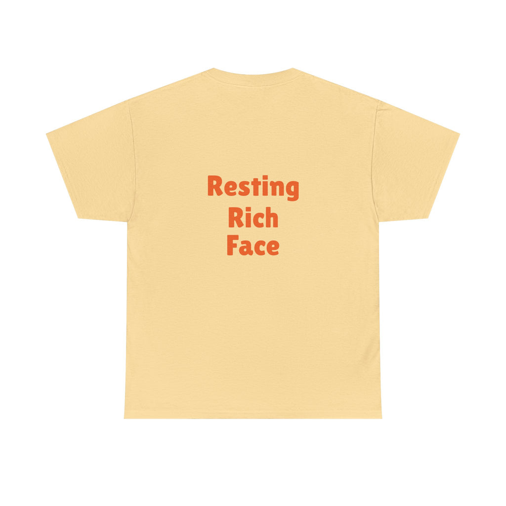 T-Shirt — "Emotionally On Vacation" Chill Vibes Tee (Back: Resting Rich Face)