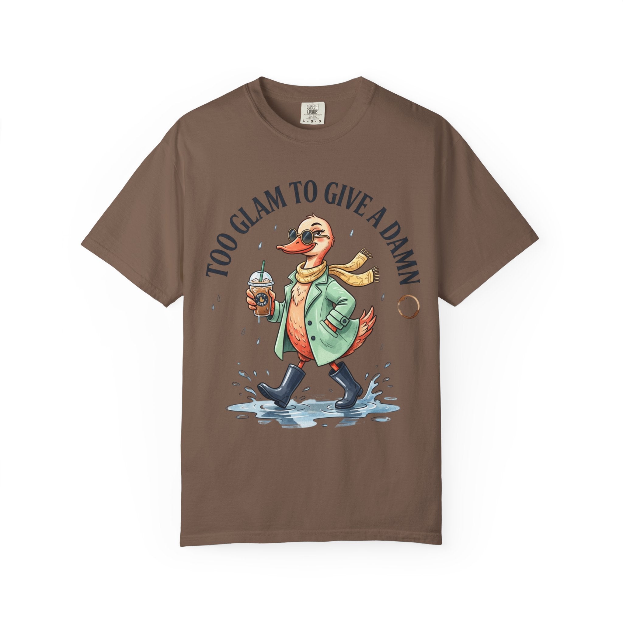 Duck Graphic T-Shirt — "Too Glam to Give a Damn" | No Ducks Given Back Print