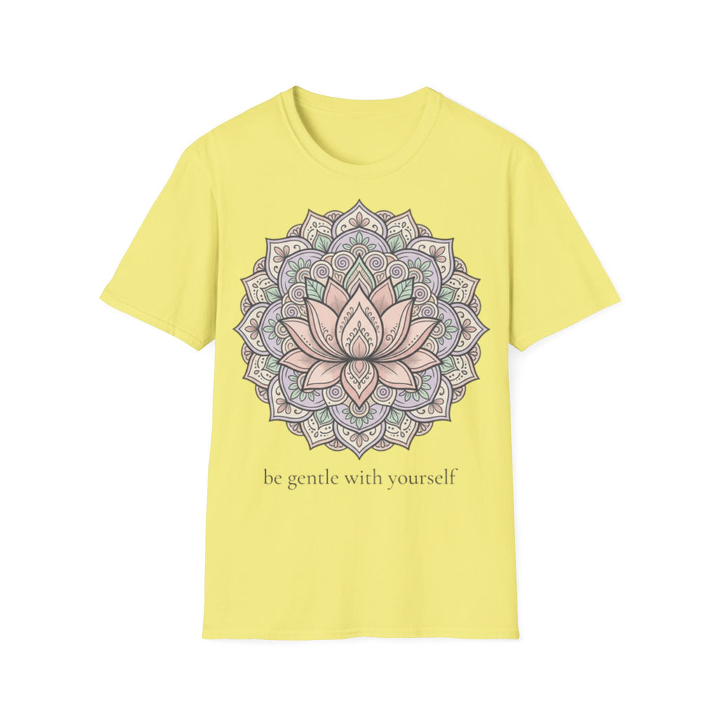 Be Gentle With Yourself Lotus T-Shirt — ‘Peace Over Pressure’ Relaxed Mindfulness Tee