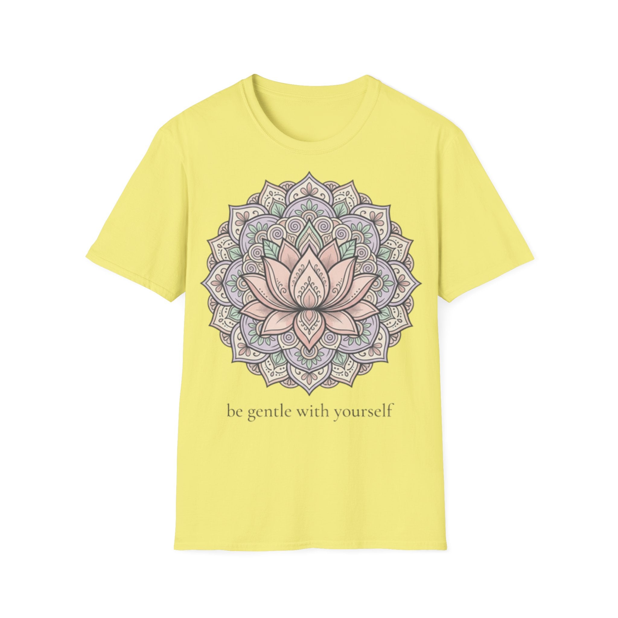 Be Gentle With Yourself Lotus T-Shirt — ‘Peace Over Pressure’ Relaxed Mindfulness Tee