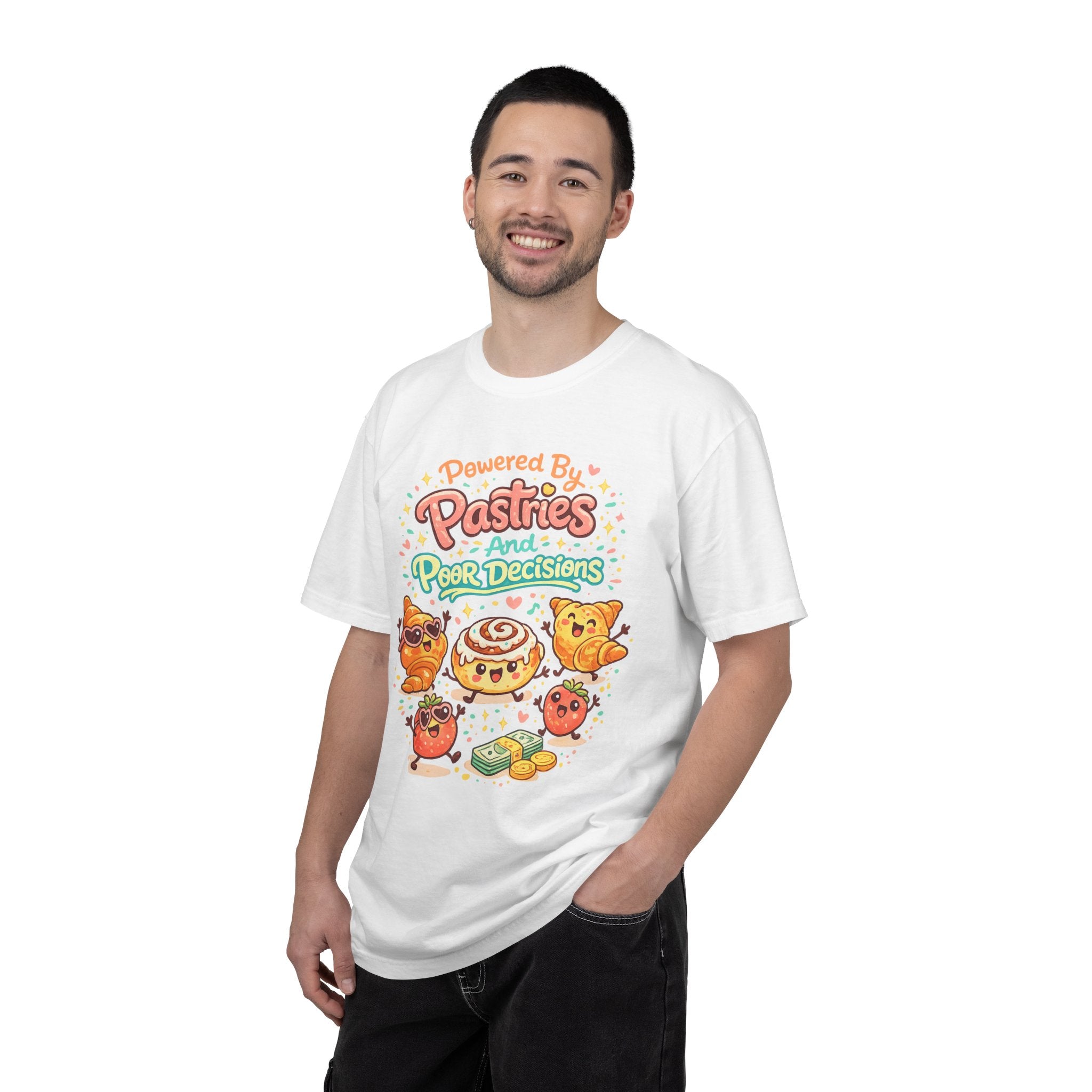 Pastry Power T-Shirt — “Powered by Pastries and Poor Decisions” Cute Baked Goods Graphic Tee