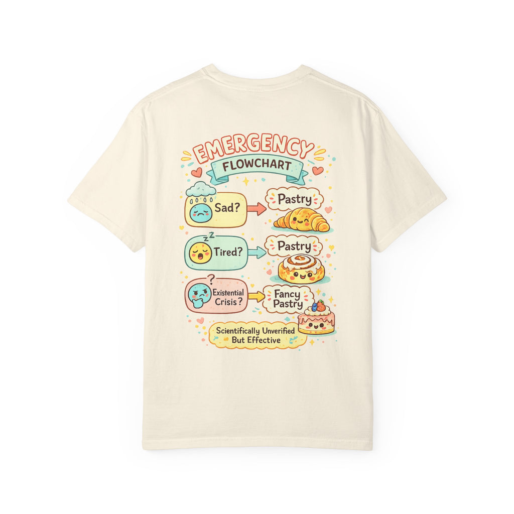 Pastry Power T-Shirt — “Powered by Pastries and Poor Decisions” Cute Baked Goods Graphic Tee