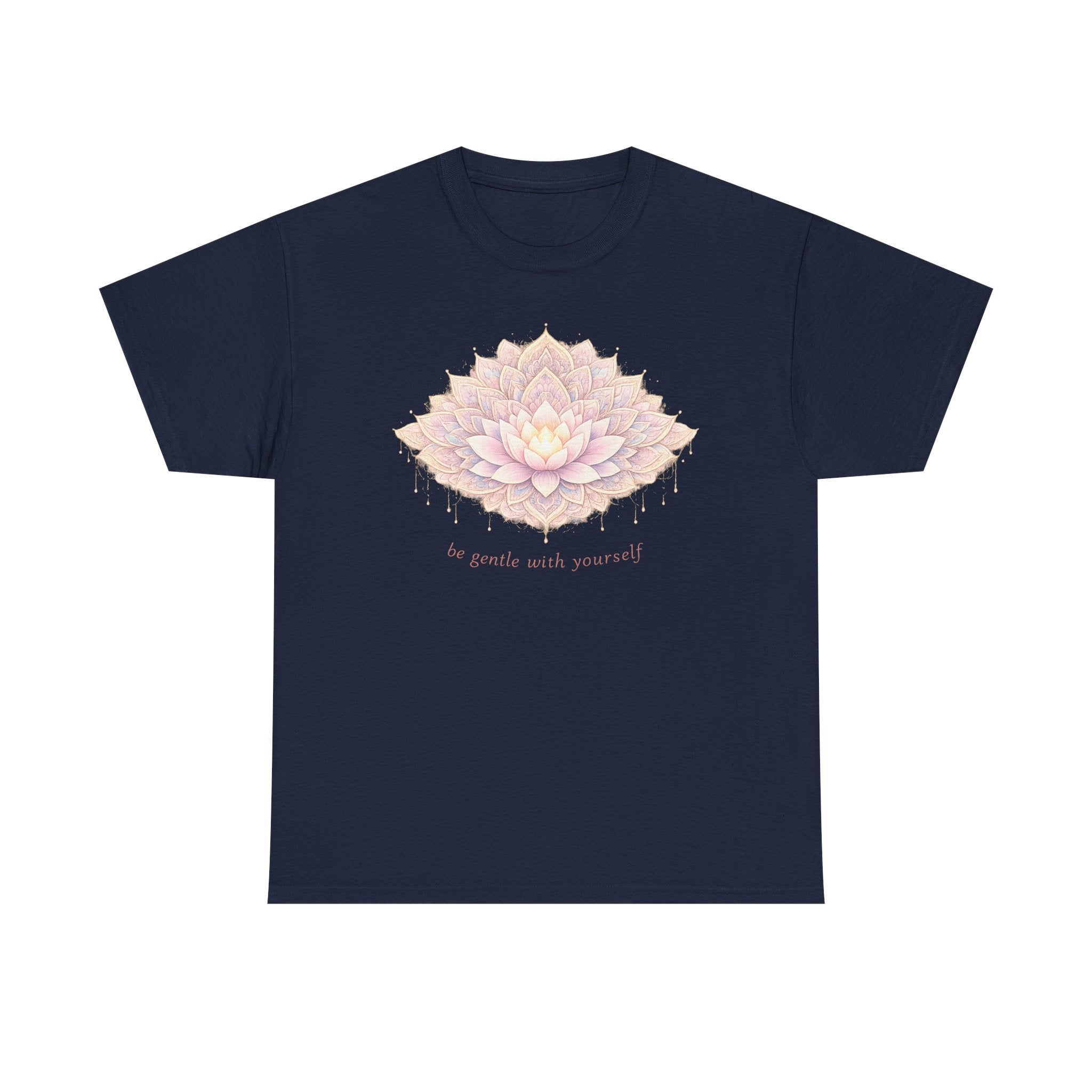 Lotus Floral Tee — "Be Gentle With Yourself" Inspirational Graphic T-Shirt