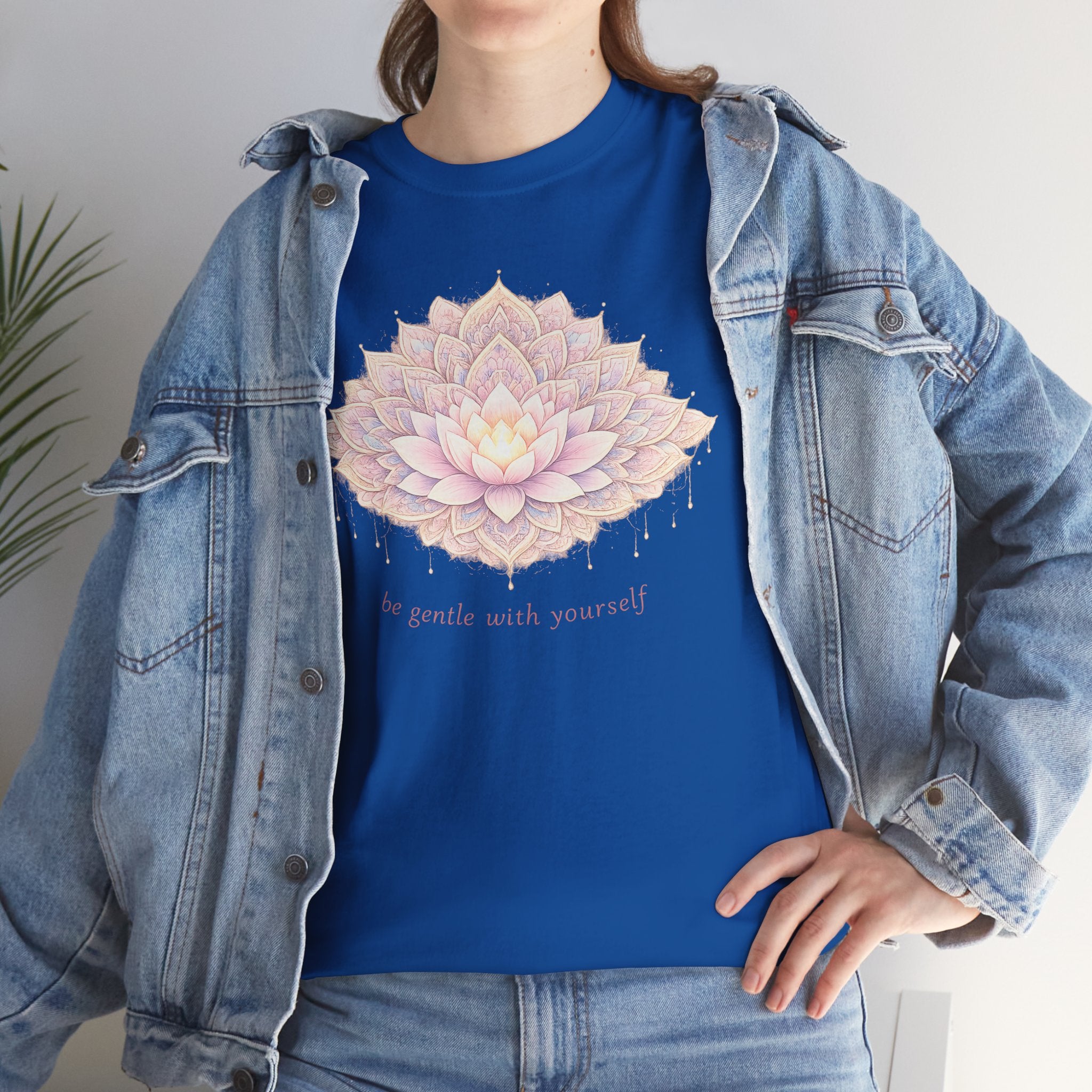 Lotus Floral Tee — "Be Gentle With Yourself" Inspirational Graphic T-Shirt