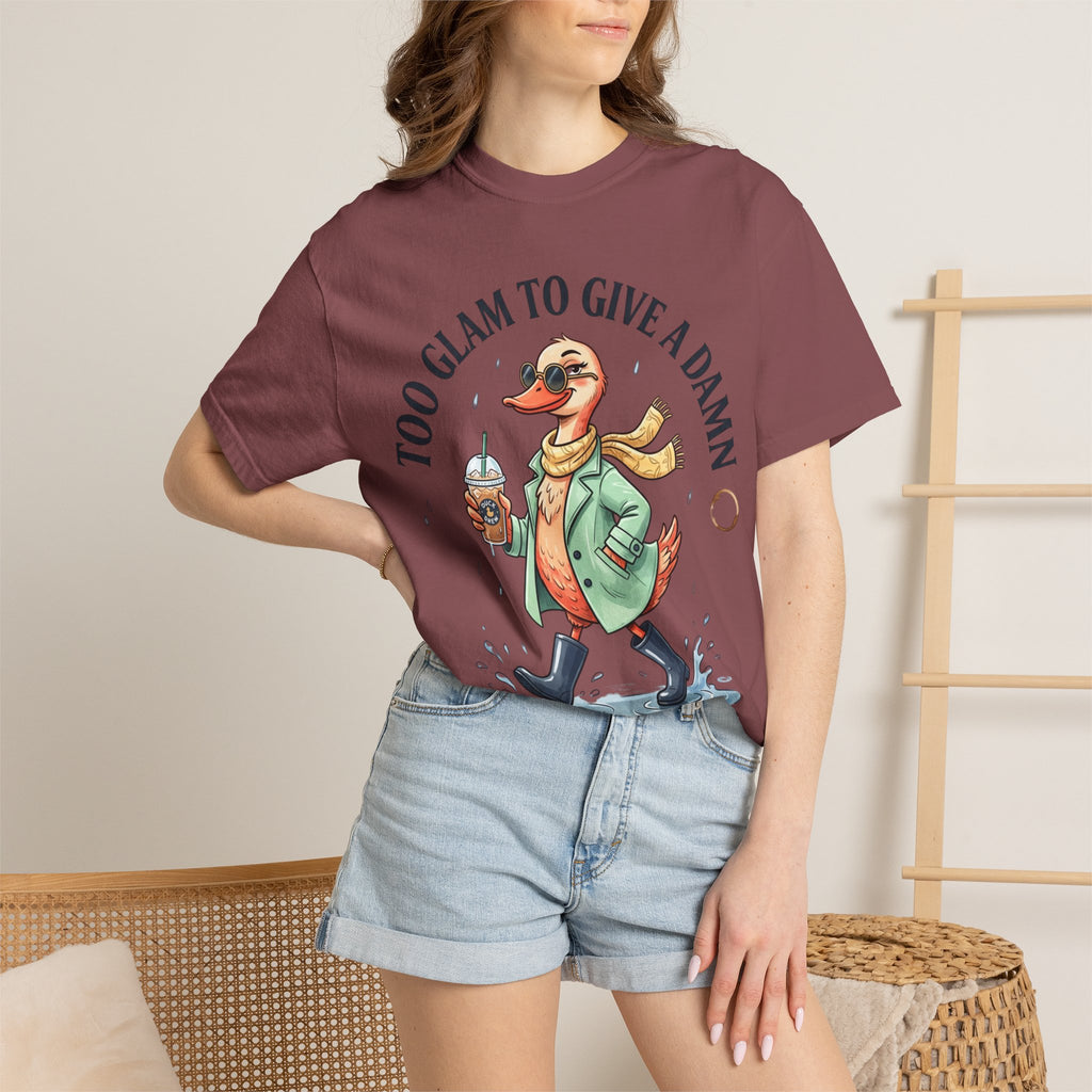 Duck Graphic T-Shirt — "Too Glam to Give a Damn" | No Ducks Given Back Print