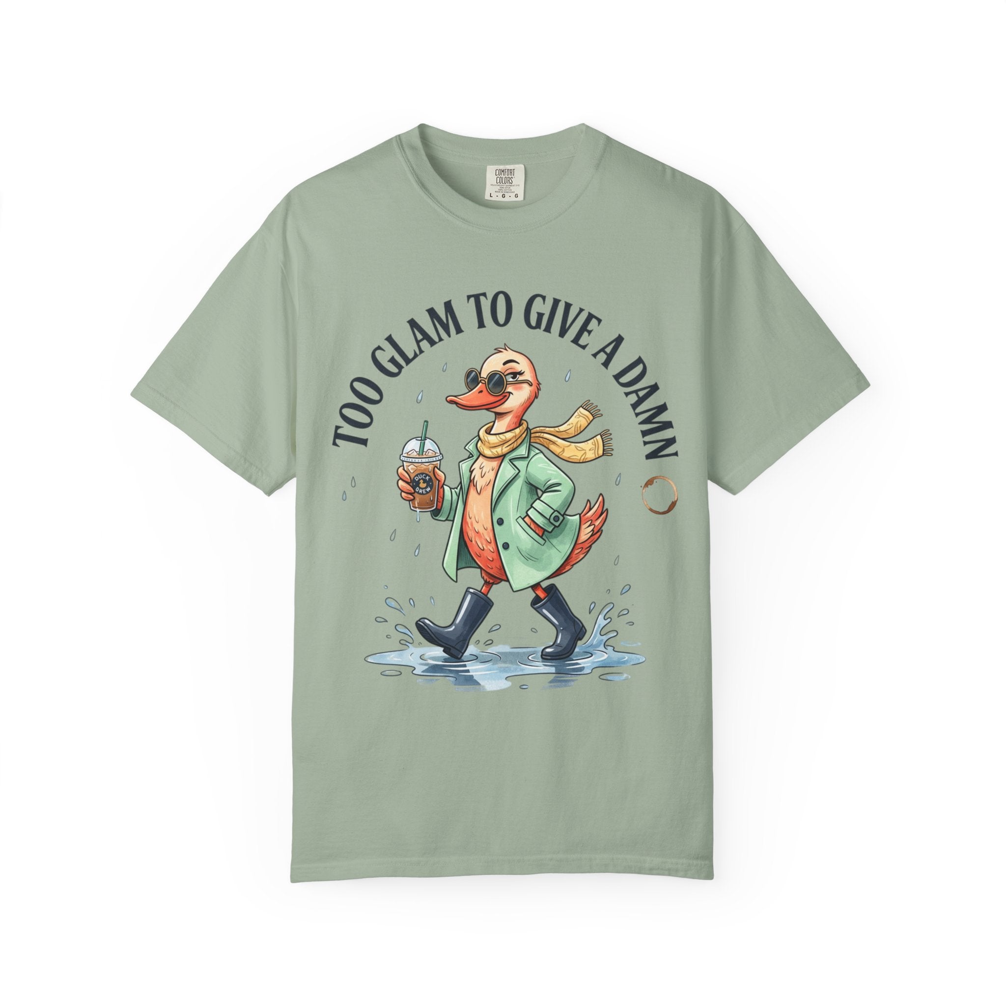 Duck Graphic T-Shirt — "Too Glam to Give a Damn" | No Ducks Given Back Print