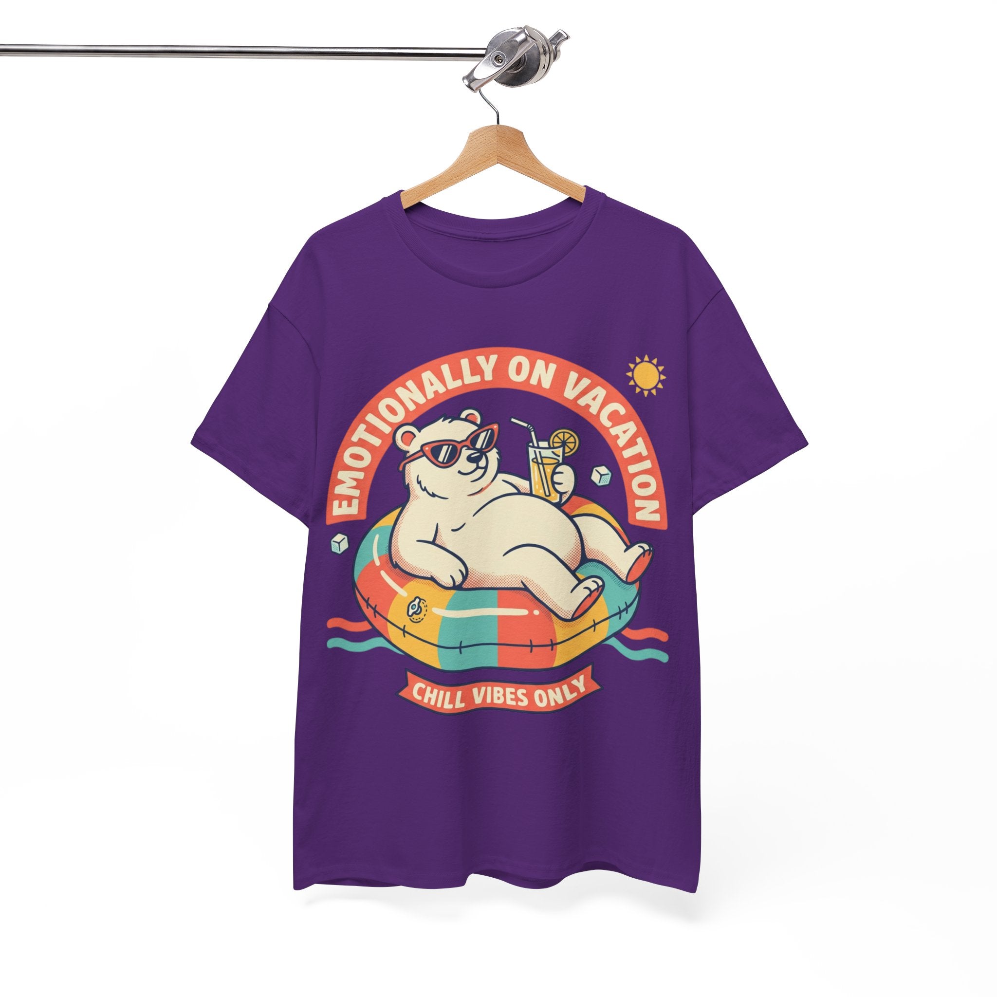 T-Shirt — "Emotionally On Vacation" Chill Vibes Tee (Back: Resting Rich Face)