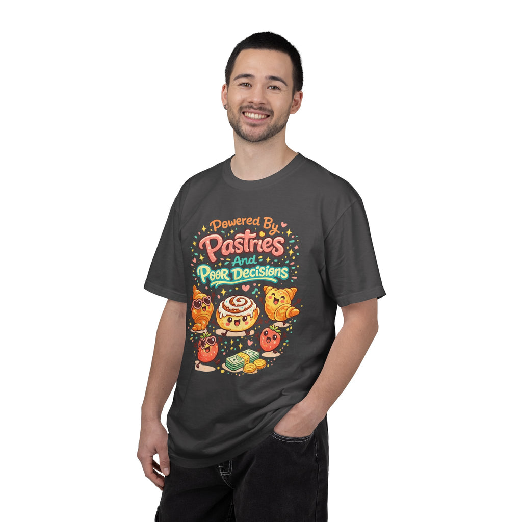 Pastry Power T-Shirt — “Powered by Pastries and Poor Decisions” Cute Baked Goods Graphic Tee
