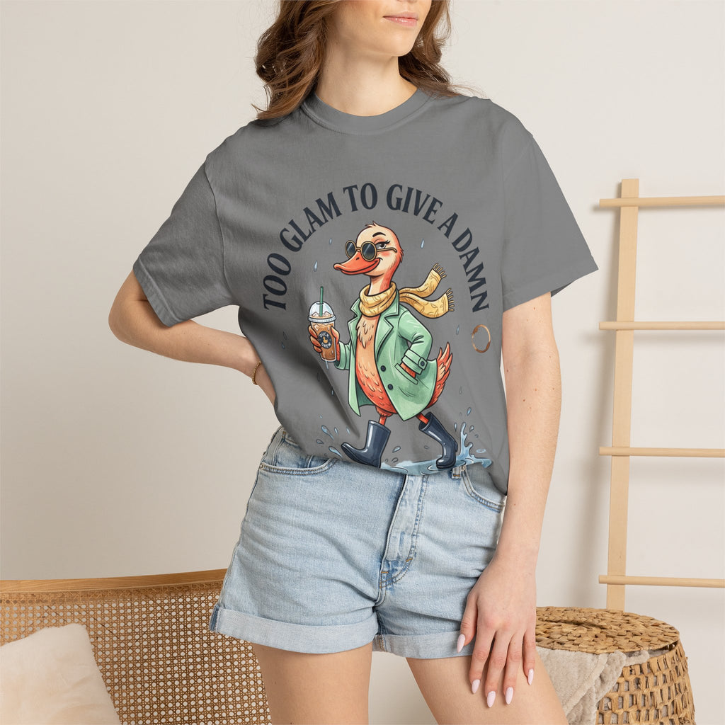 Duck Graphic T-Shirt — "Too Glam to Give a Damn" | No Ducks Given Back Print