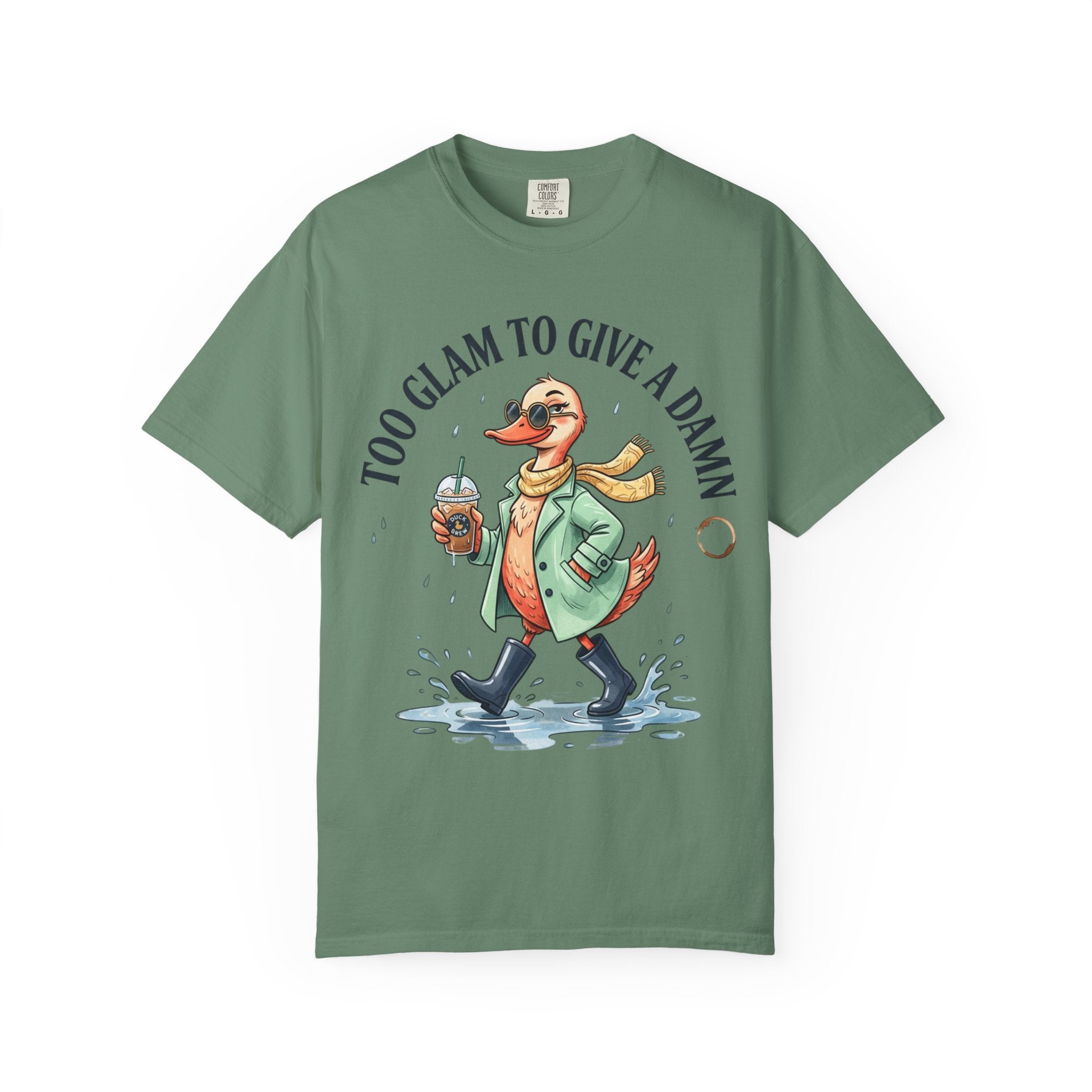 Duck Graphic T-Shirt — "Too Glam to Give a Damn" | No Ducks Given Back Print