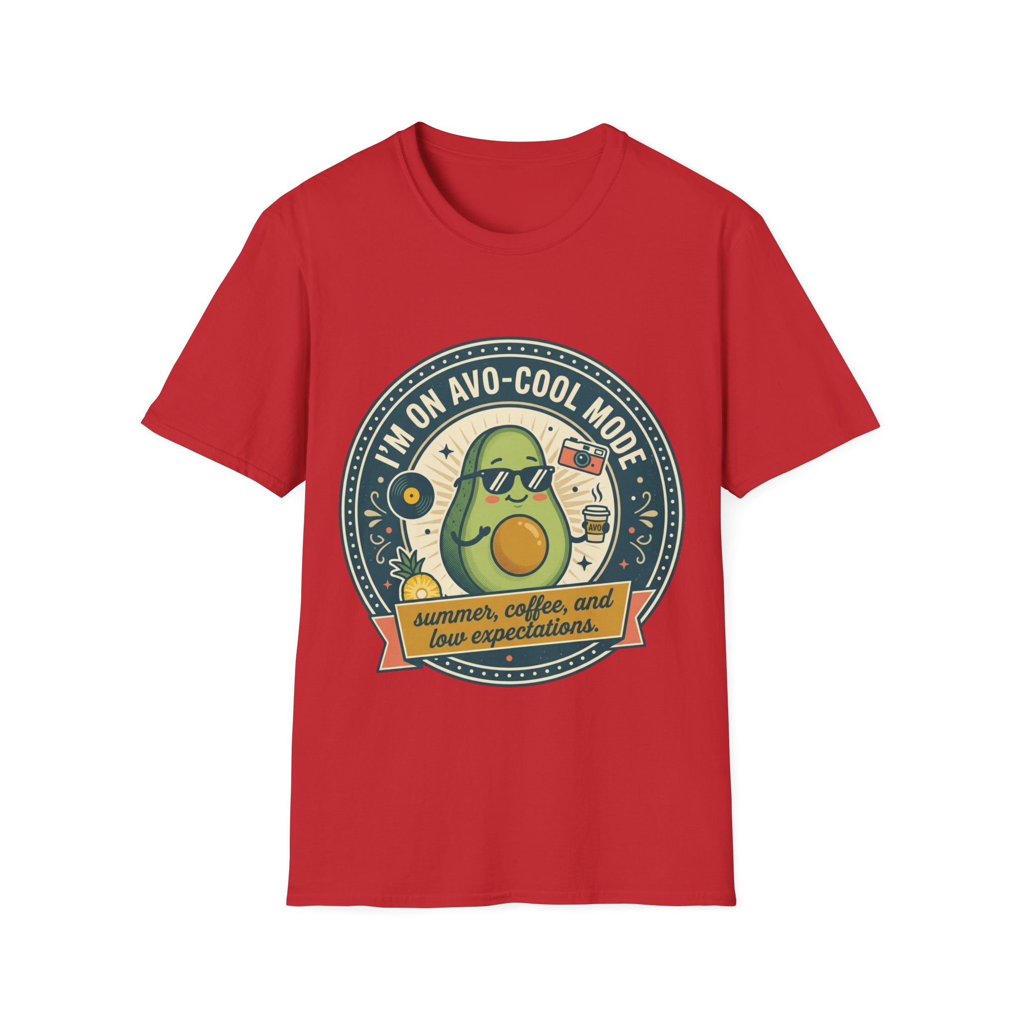 Avocado Graphic T-Shirt — "I'm on Avo-Cool Mode" Summer Coffee Tee