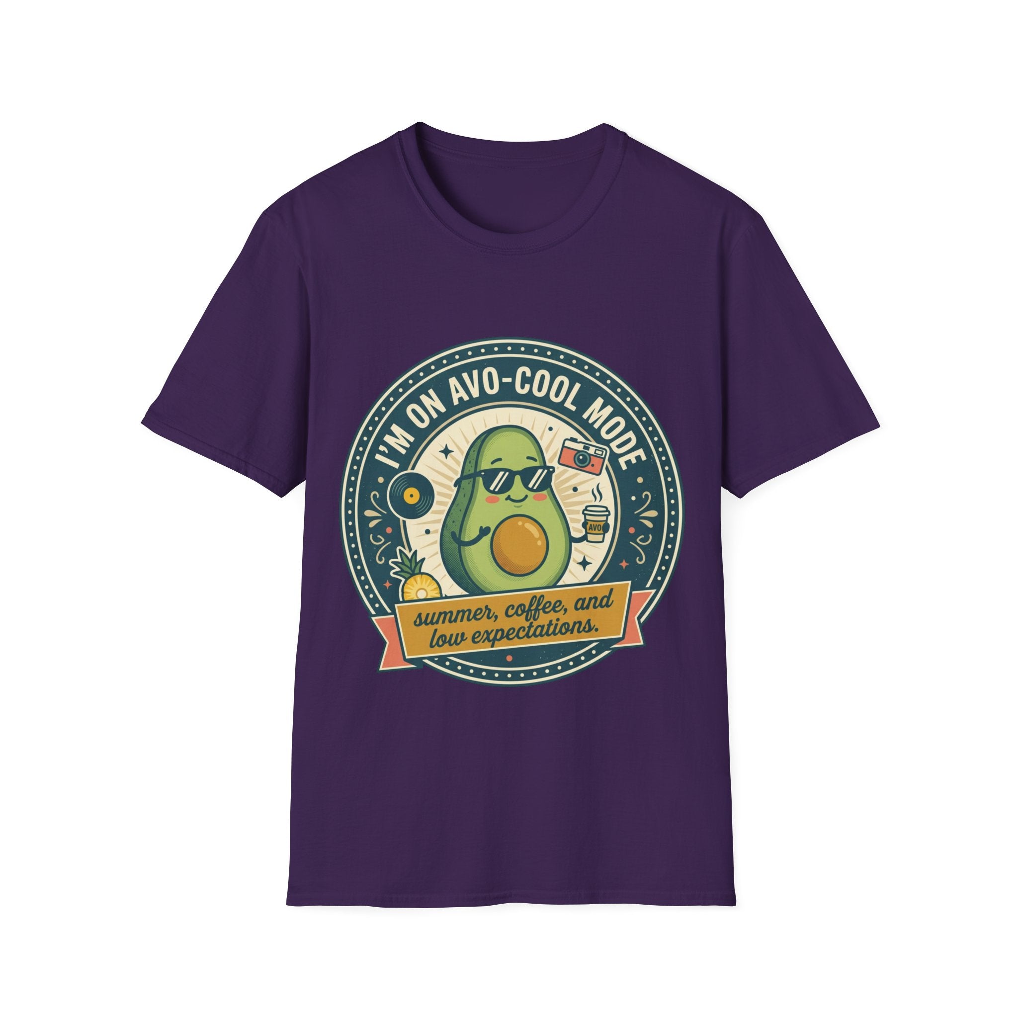 Avocado Graphic T-Shirt — "I'm on Avo-Cool Mode" Summer Coffee Tee