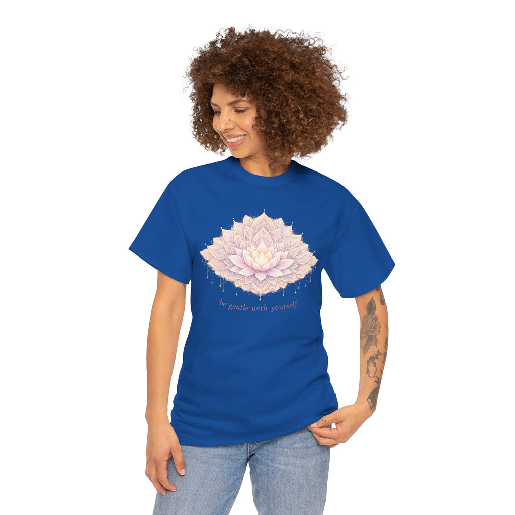 Lotus Floral Tee — "Be Gentle With Yourself" Inspirational Graphic T-Shirt