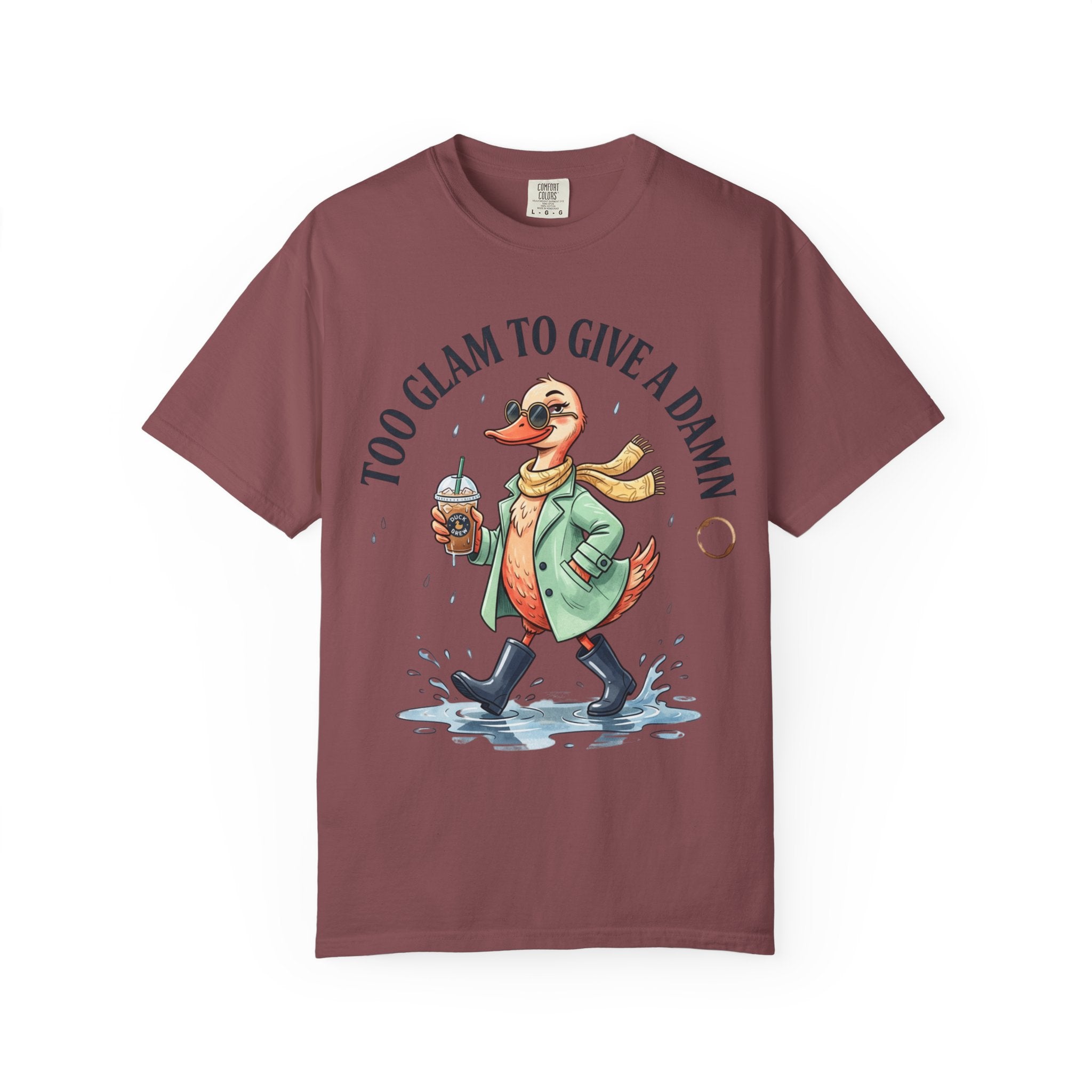 Duck Graphic T-Shirt — "Too Glam to Give a Damn" | No Ducks Given Back Print