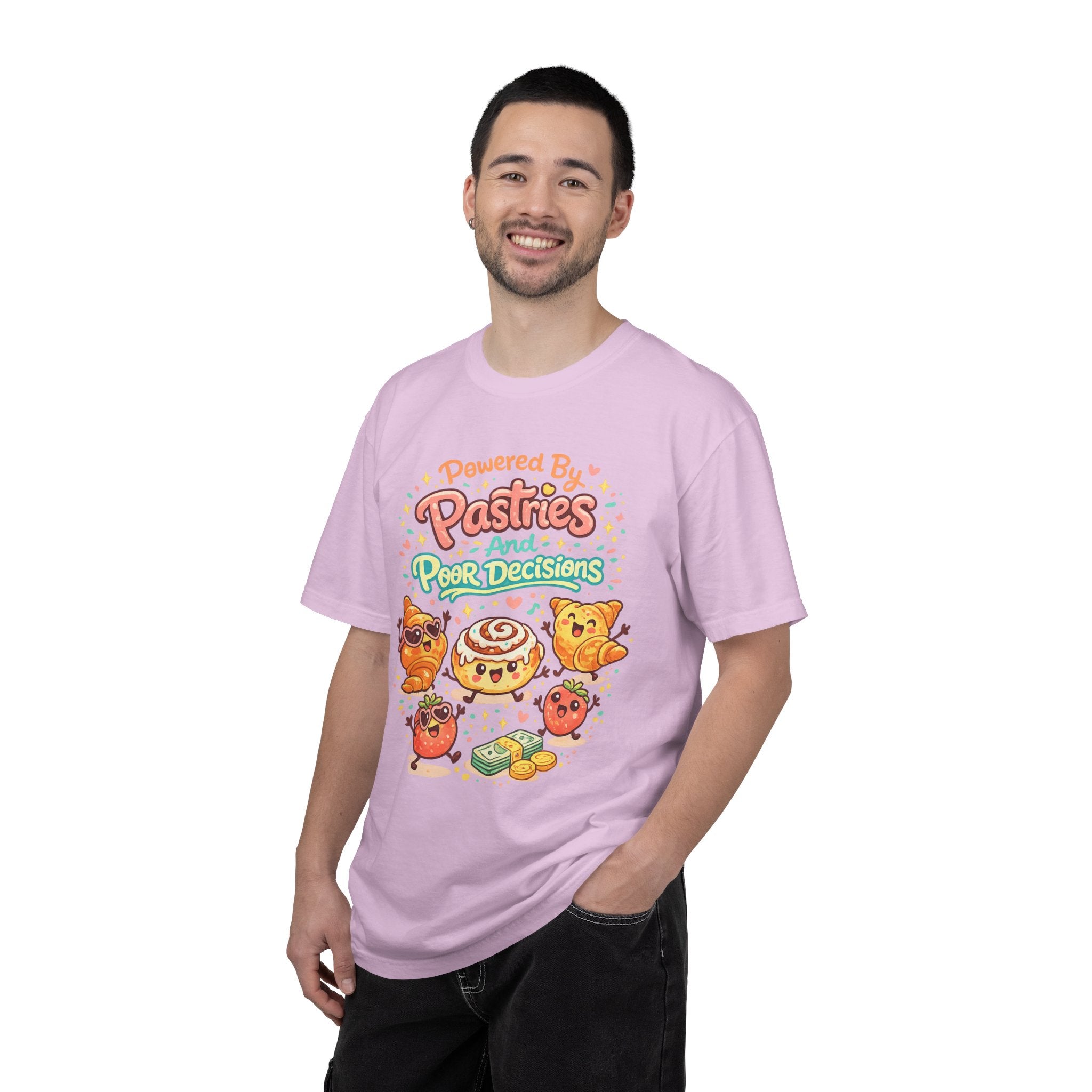 Pastry Power T-Shirt — “Powered by Pastries and Poor Decisions” Cute Baked Goods Graphic Tee