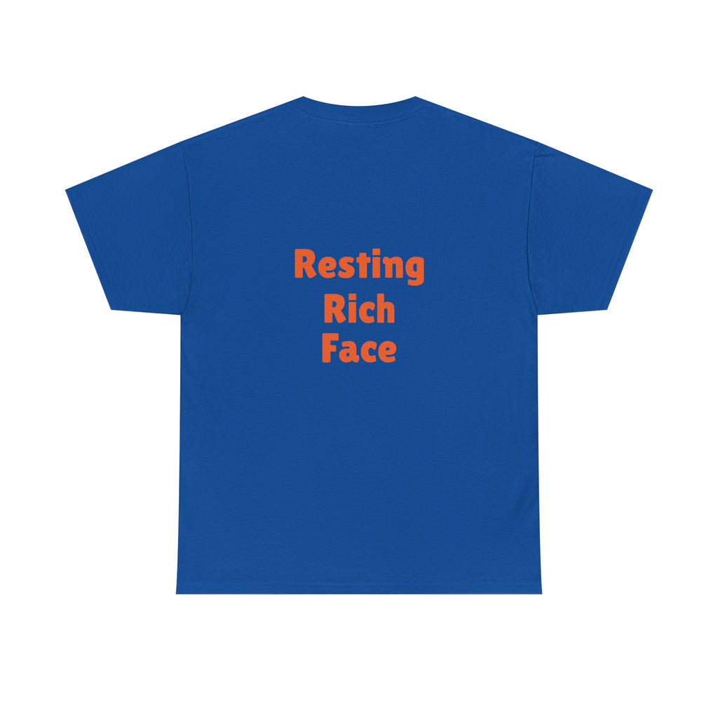 T-Shirt — "Emotionally On Vacation" Chill Vibes Tee (Back: Resting Rich Face)