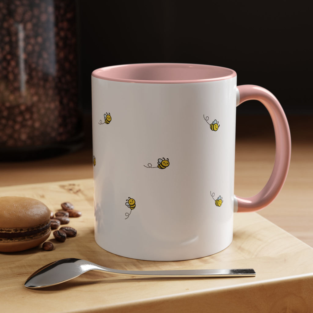 Bee Kind... Bee Pattern Accent Coffee Mug — Cute Bumblebee Dotted 11/15oz Tea Cup