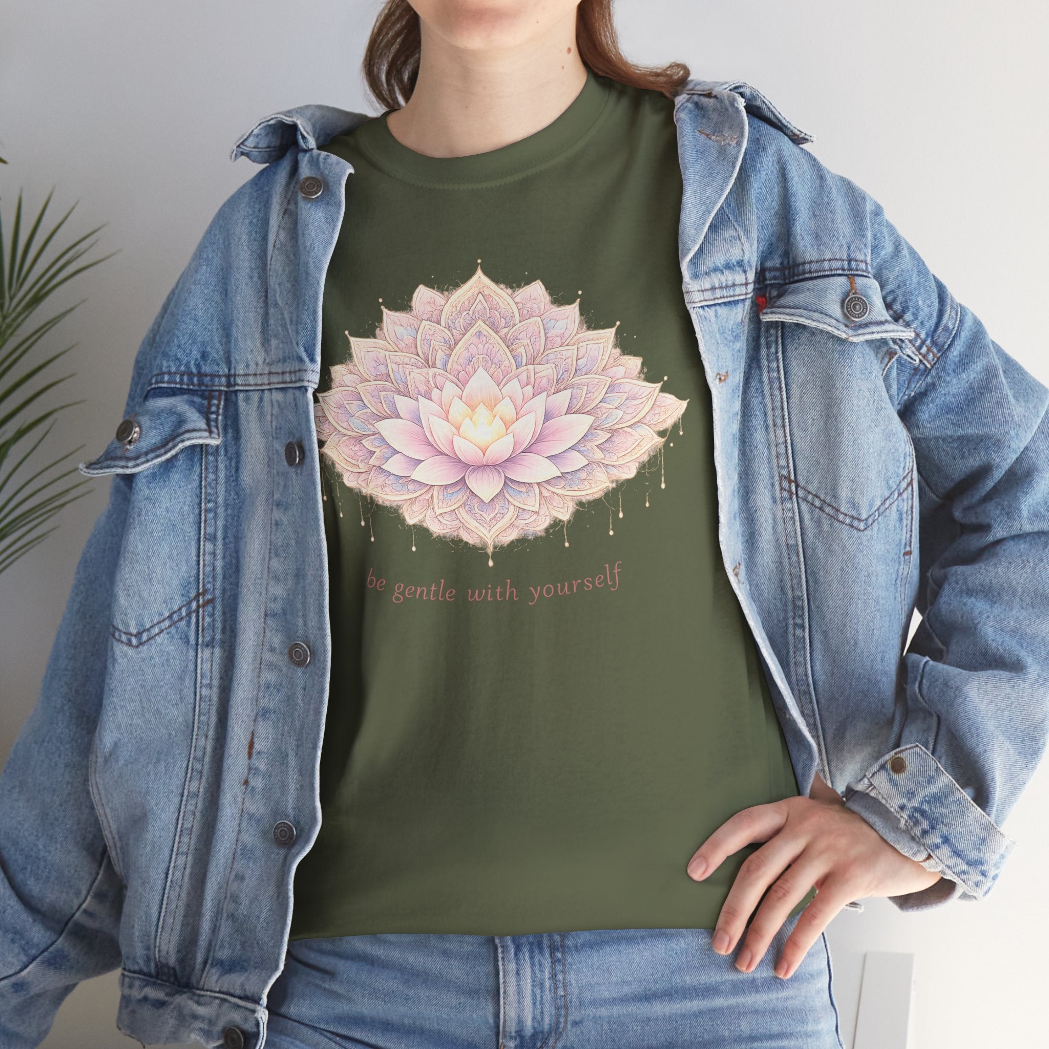 Lotus Floral Tee — "Be Gentle With Yourself" Inspirational Graphic T-Shirt