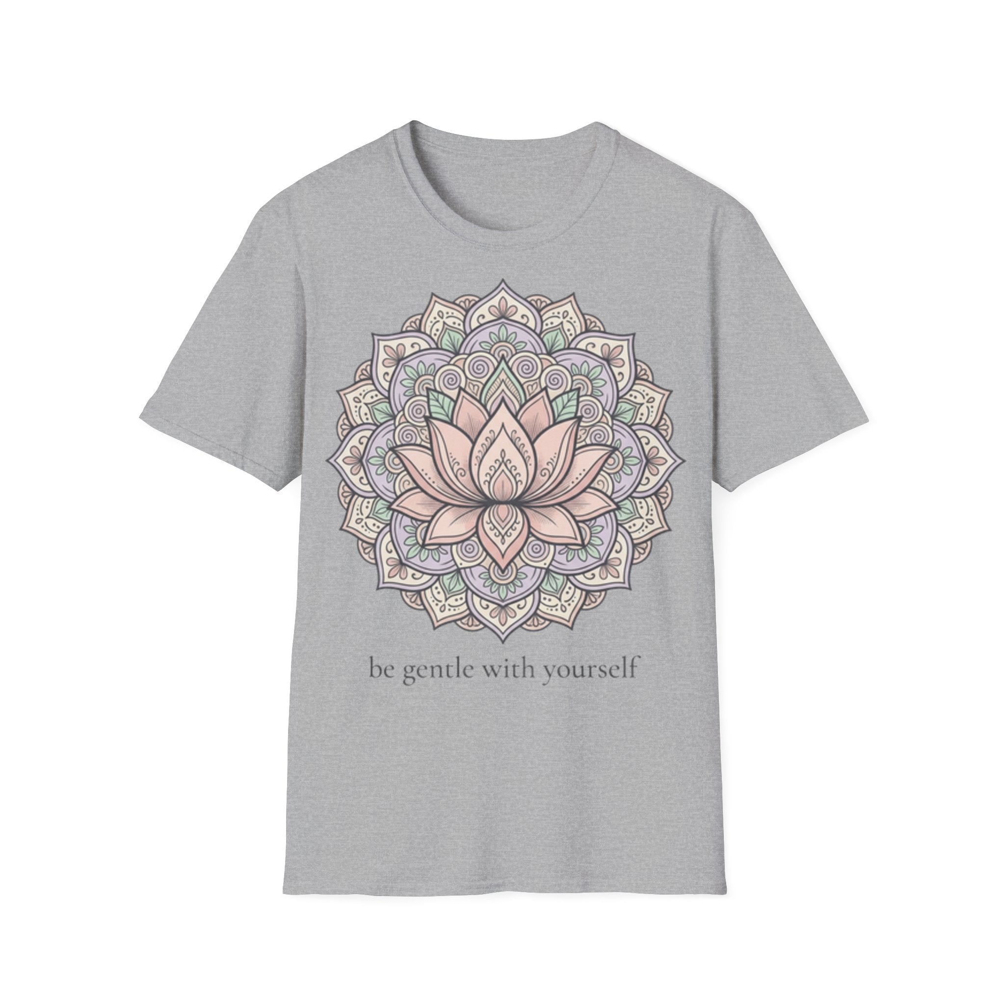 Be Gentle With Yourself Lotus T-Shirt — ‘Peace Over Pressure’ Relaxed Mindfulness Tee