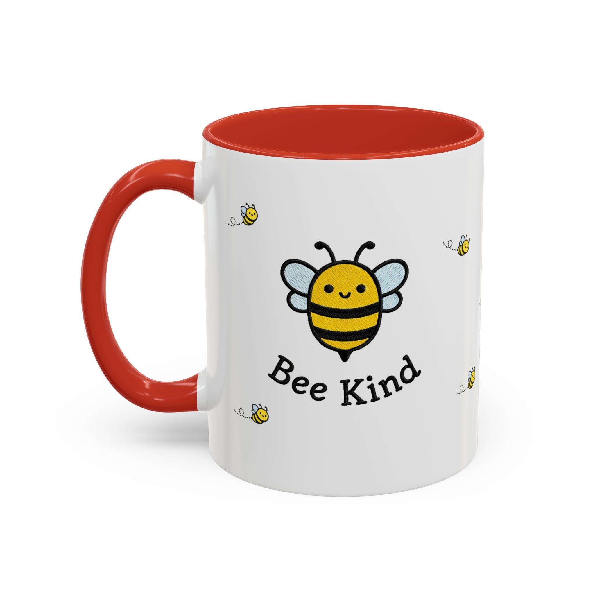 Bee Kind... Bee Pattern Accent Coffee Mug — Cute Bumblebee Dotted 11/15oz Tea Cup