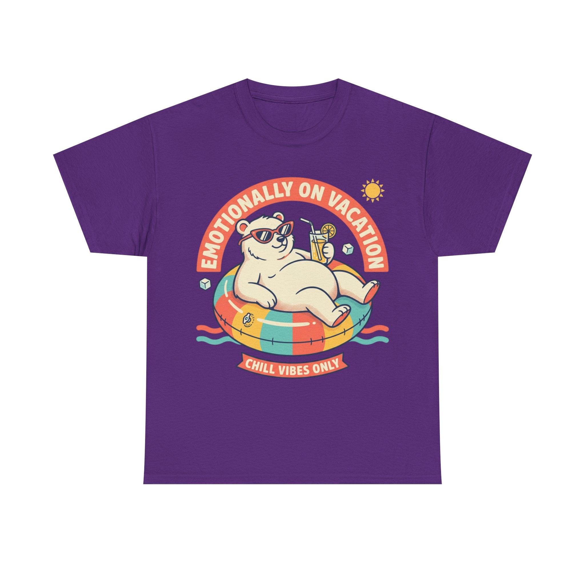 T-Shirt — "Emotionally On Vacation" Chill Vibes Tee (Back: Resting Rich Face)