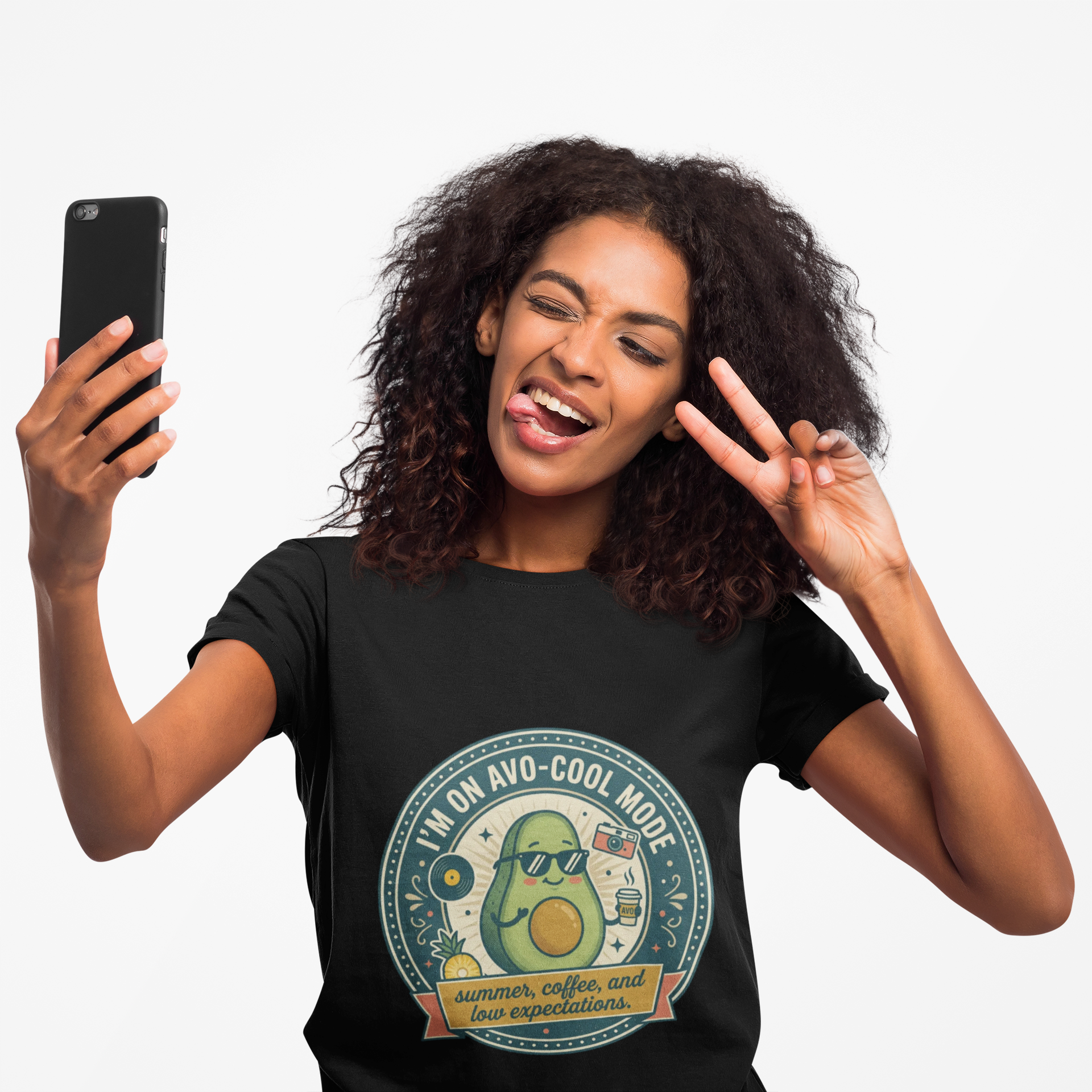 Avocado Graphic T-Shirt — "I'm on Avo-Cool Mode" Summer Coffee Tee