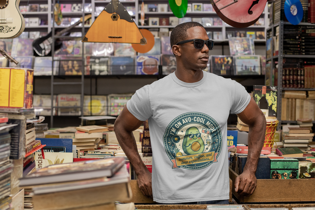 Avocado Graphic T-Shirt — "I'm on Avo-Cool Mode" Summer Coffee Tee