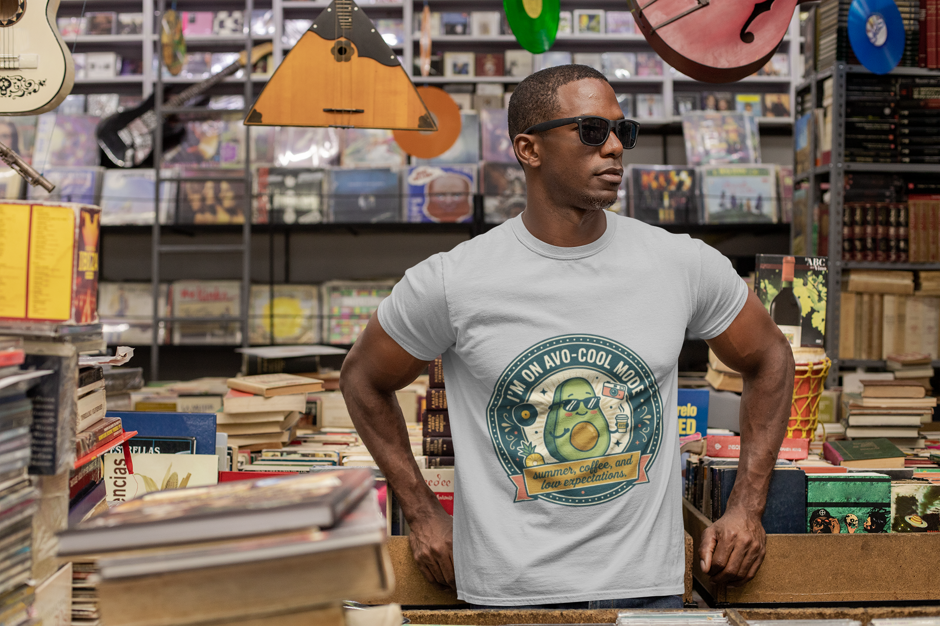 Avocado Graphic T-Shirt — "I'm on Avo-Cool Mode" Summer Coffee Tee