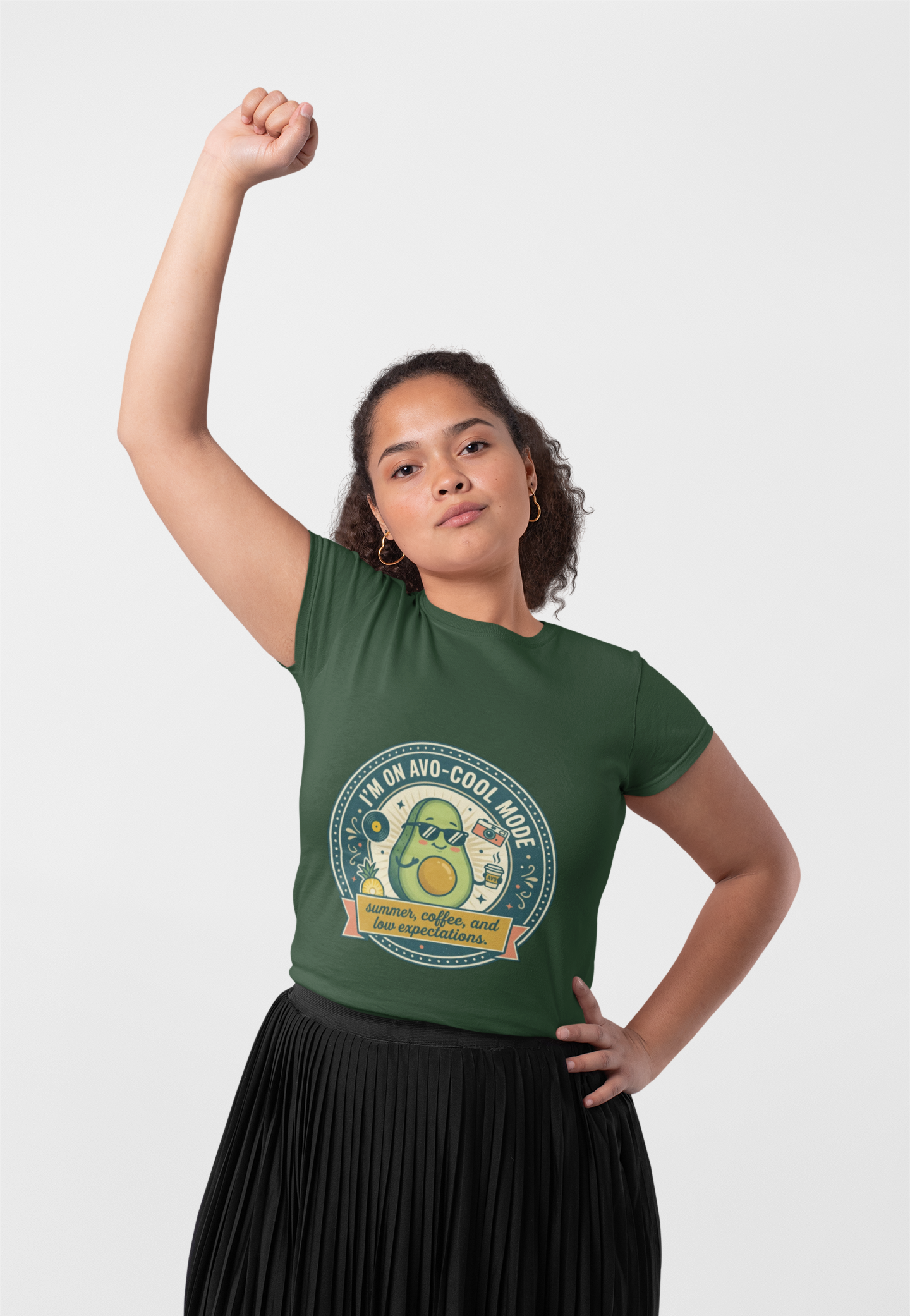 Avocado Graphic T-Shirt — "I'm on Avo-Cool Mode" Summer Coffee Tee
