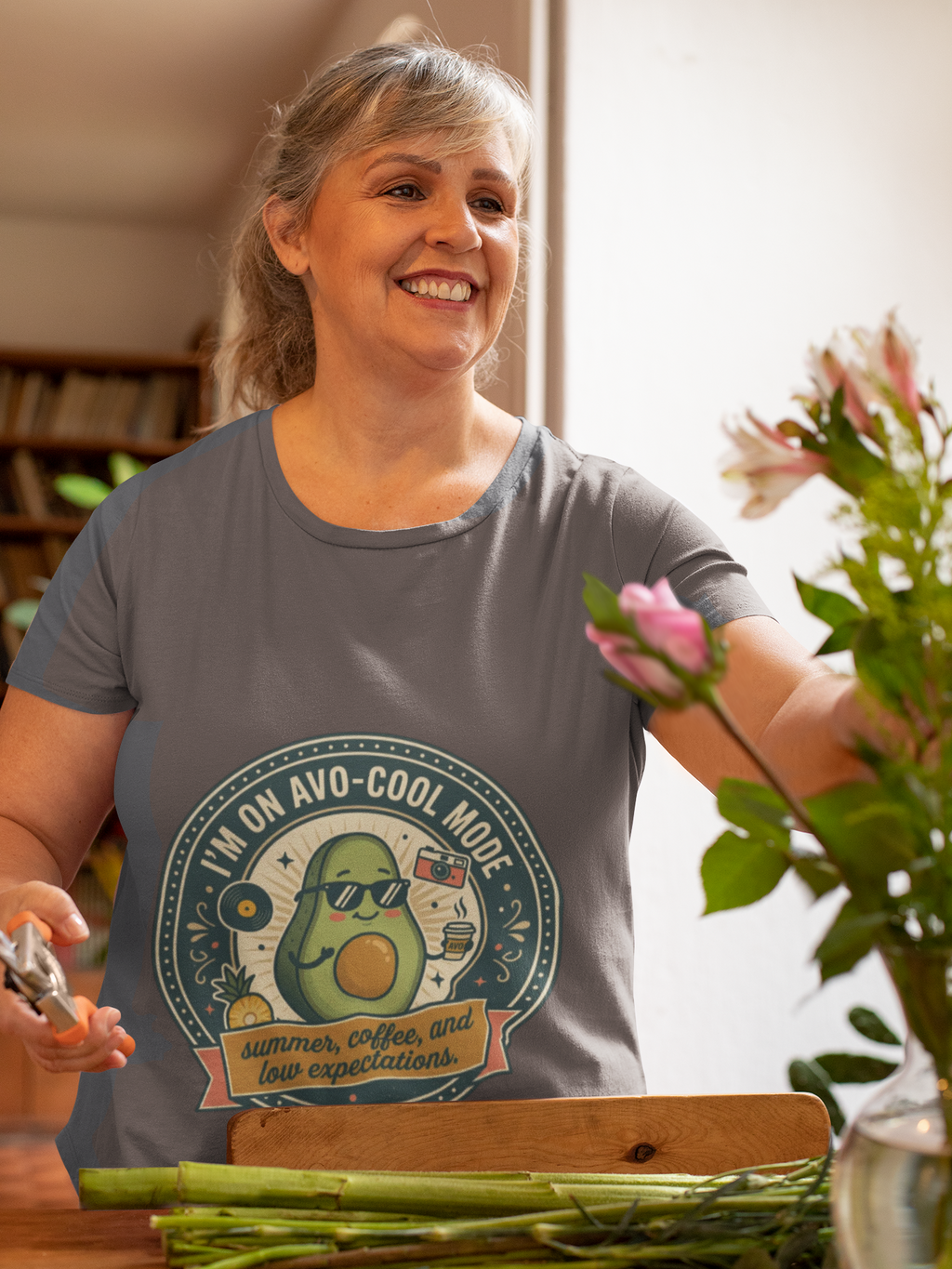 Avocado Graphic T-Shirt — "I'm on Avo-Cool Mode" Summer Coffee Tee