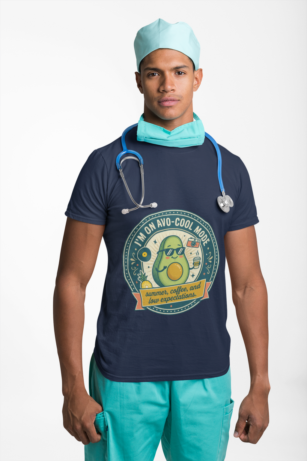 Avocado Graphic T-Shirt — "I'm on Avo-Cool Mode" Summer Coffee Tee