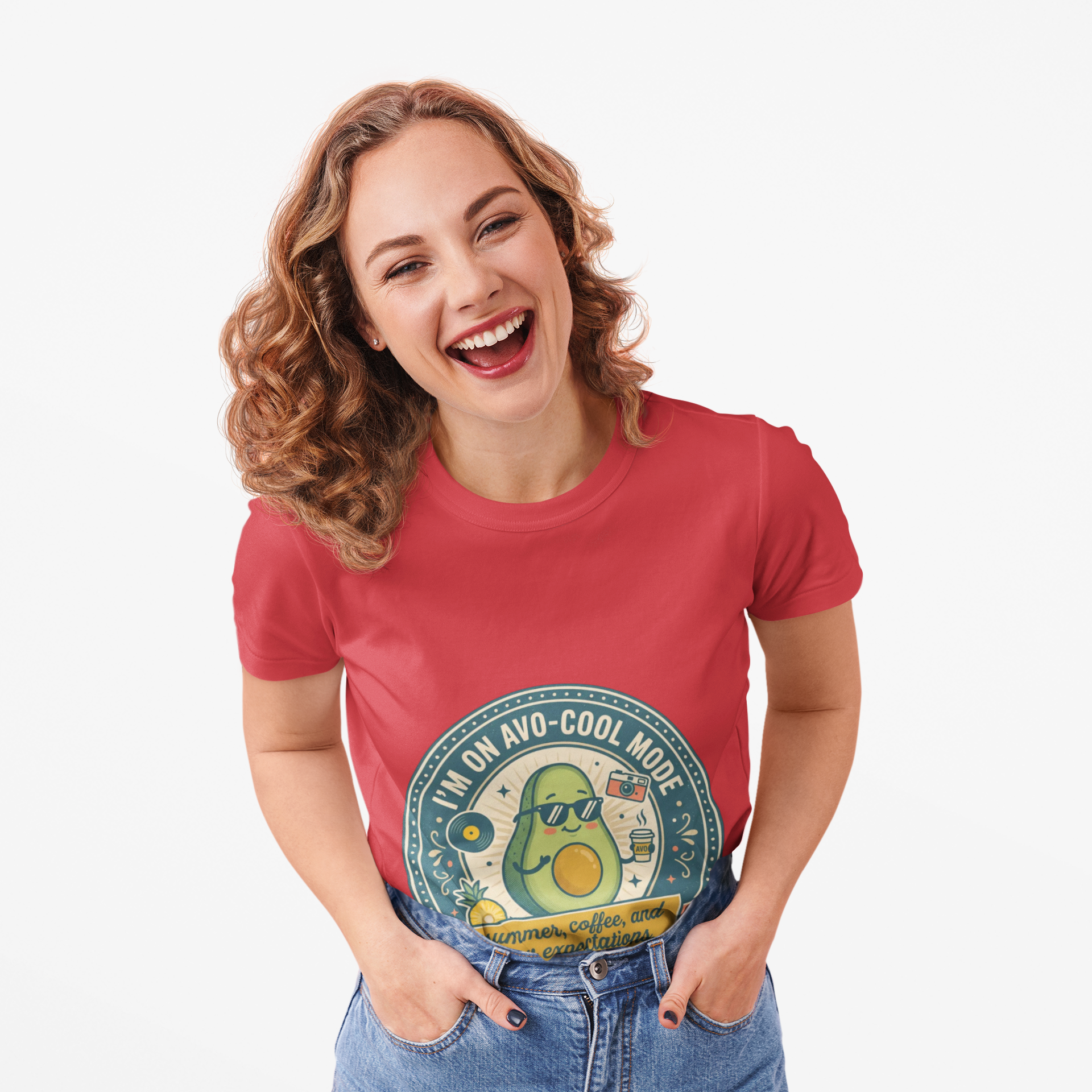 Avocado Graphic T-Shirt — "I'm on Avo-Cool Mode" Summer Coffee Tee
