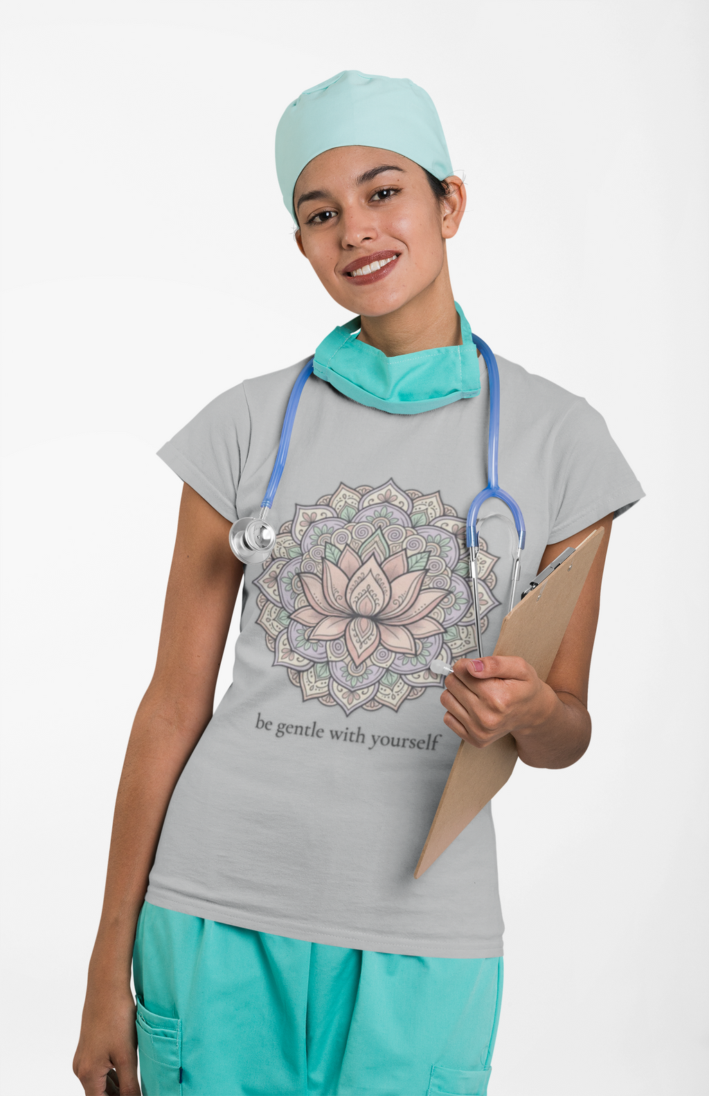 Be Gentle With Yourself Lotus T-Shirt — ‘Peace Over Pressure’ Relaxed Mindfulness Tee