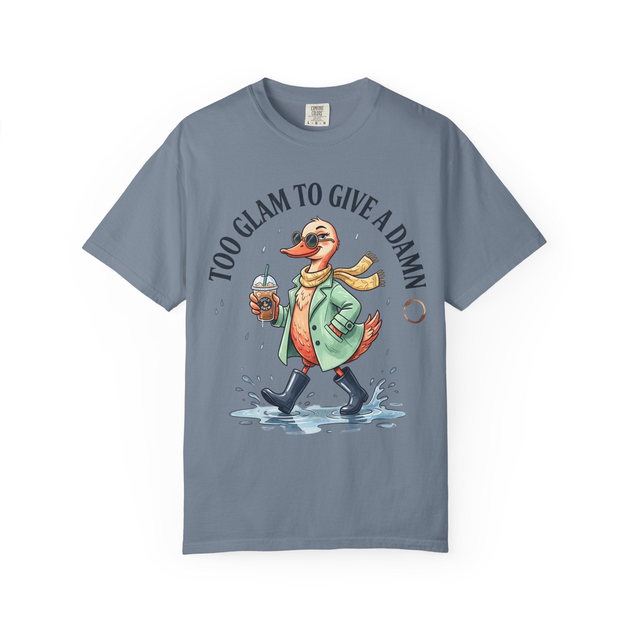 Duck Graphic T-Shirt — "Too Glam to Give a Damn" | No Ducks Given Back Print