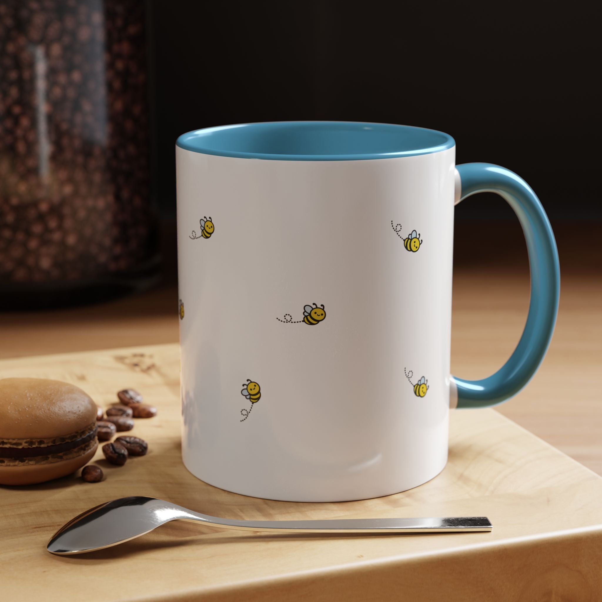 Bee Kind... Bee Pattern Accent Coffee Mug — Cute Bumblebee Dotted 11/15oz Tea Cup
