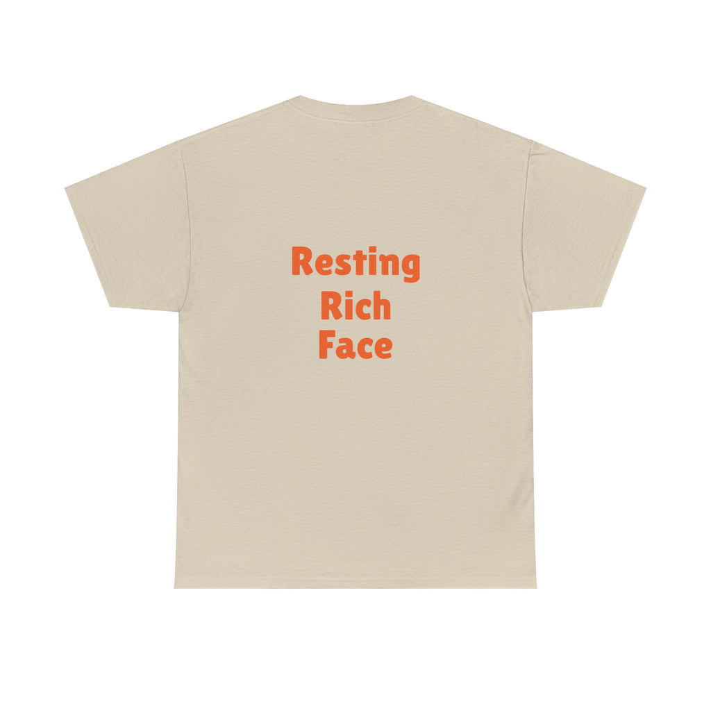 T-Shirt — "Emotionally On Vacation" Chill Vibes Tee (Back: Resting Rich Face)