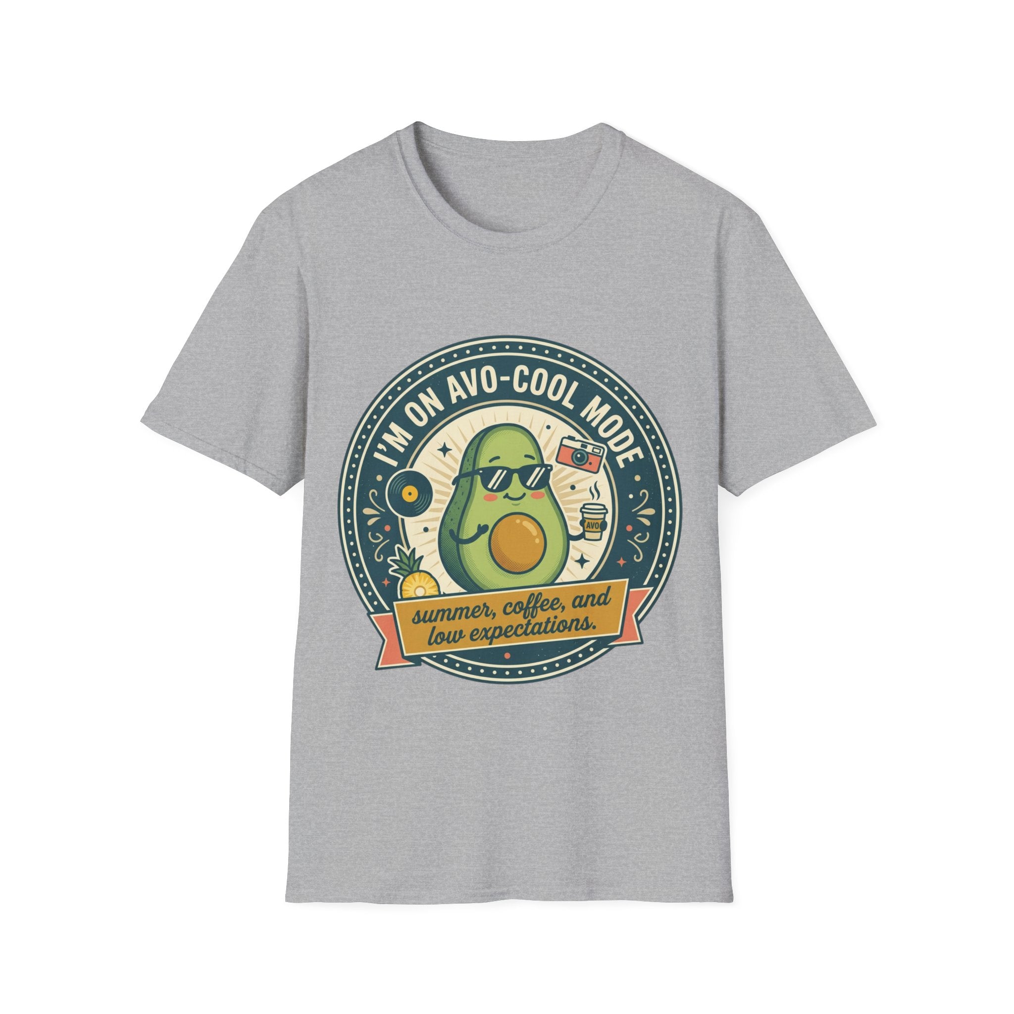 Avocado Graphic T-Shirt — "I'm on Avo-Cool Mode" Summer Coffee Tee
