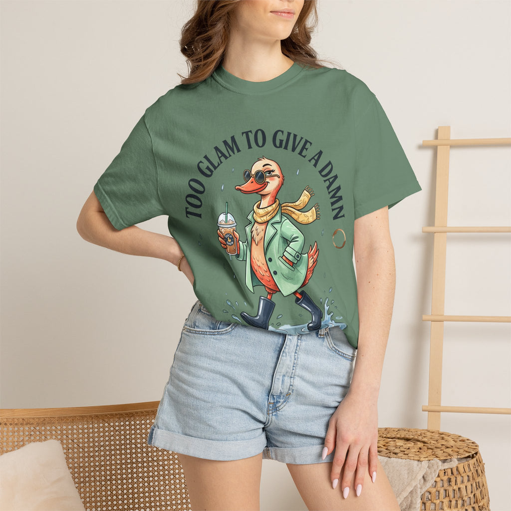 Duck Graphic T-Shirt — "Too Glam to Give a Damn" | No Ducks Given Back Print